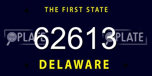62613 Delaware License Plate