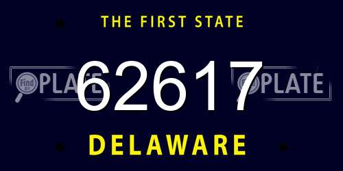 62617 Delaware License Plate