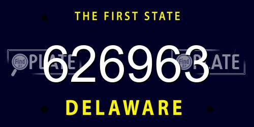 626963 Delaware License Plate