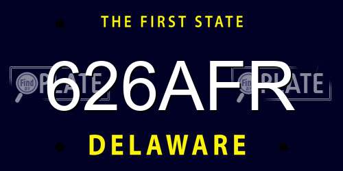626AFR Delaware License Plate