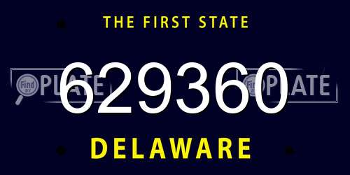629360 Delaware License Plate