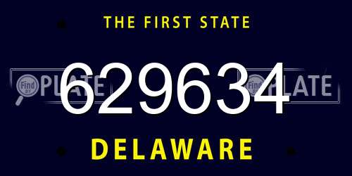 629634 Delaware License Plate
