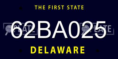 62BA025 Delaware License Plate