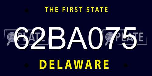 62BA075 Delaware License Plate