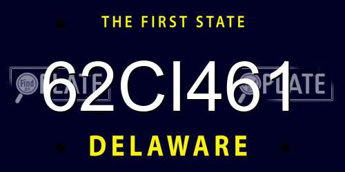 62CI461 Delaware License Plate