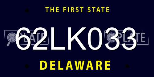 62LK033 Delaware License Plate