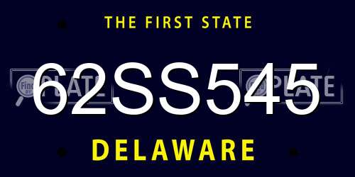 62SS545 Delaware License Plate