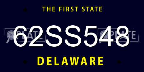 62SS548 Delaware License Plate