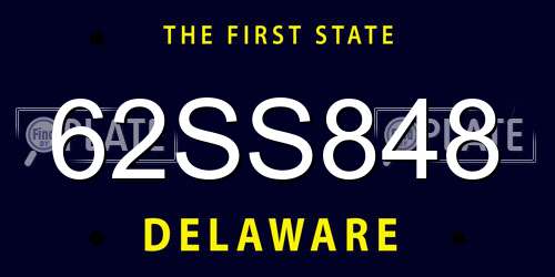 62SS848 Delaware License Plate