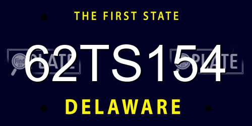 62TS154 Delaware License Plate