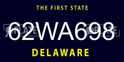 62WA698 Delaware License Plate