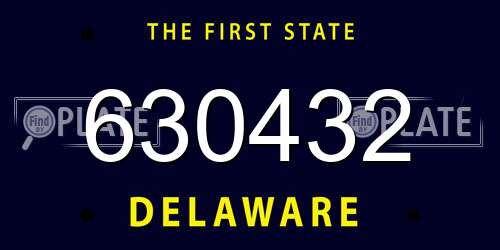 630432 Delaware License Plate