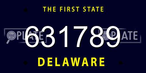 631789 Delaware License Plate