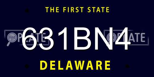 631BN4 Delaware License Plate