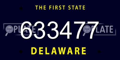 633477 Delaware License Plate