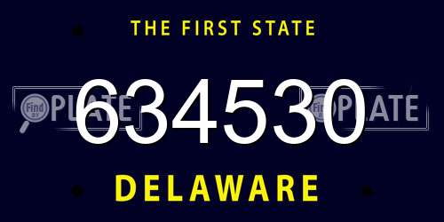 634530 Delaware License Plate