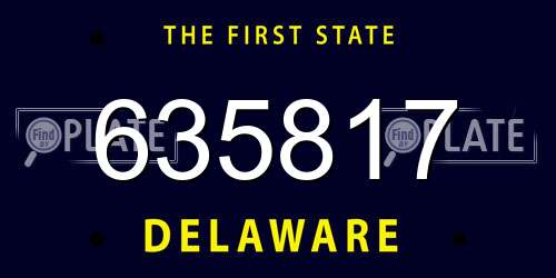 635817 Delaware License Plate