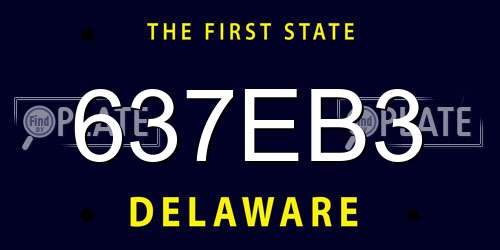 637EB3 Delaware License Plate