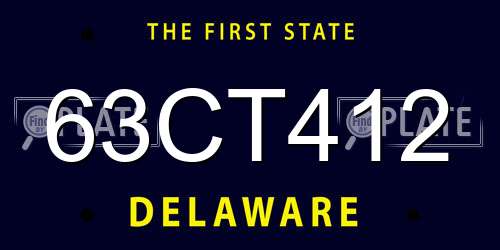 63CT412 Delaware License Plate