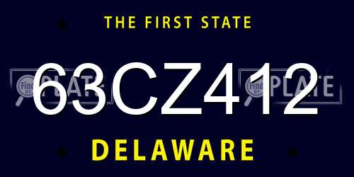 63CZ412 Delaware License Plate
