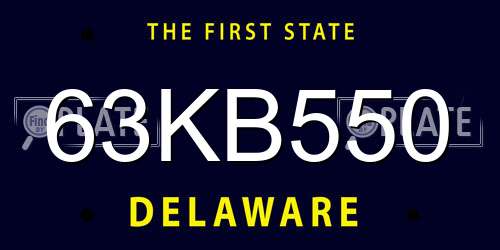63KB550 Delaware License Plate