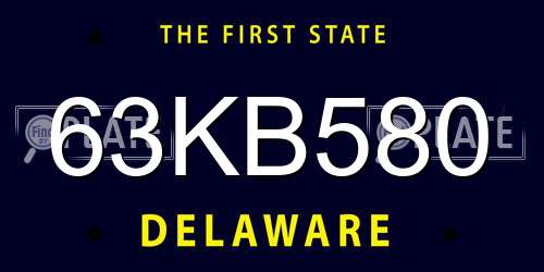 63KB580 Delaware License Plate