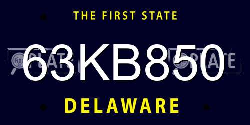 63KB850 Delaware License Plate