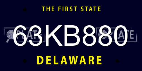 63KB880 Delaware License Plate