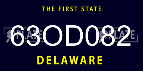 63OD082 Delaware License Plate