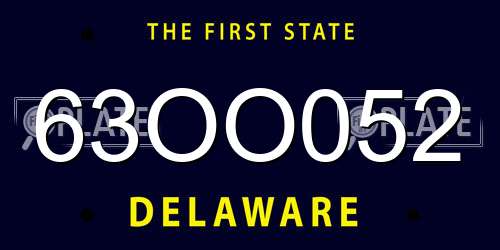 63OO052 Delaware License Plate
