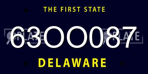 63OO087 Delaware License Plate