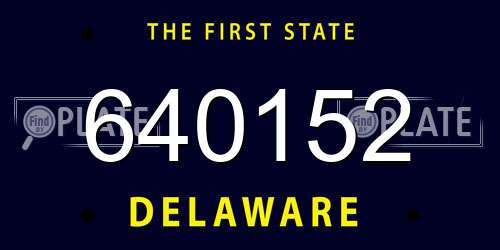 640152 Delaware License Plate