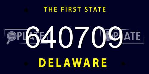 640709 Delaware License Plate