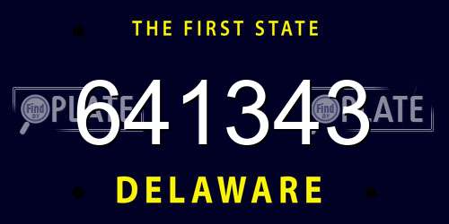641343 Delaware License Plate