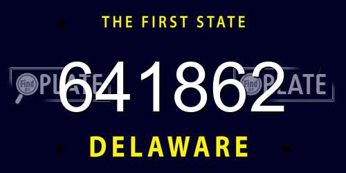 641862 Delaware License Plate