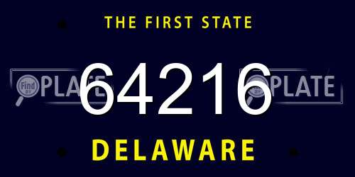 64216 Delaware License Plate