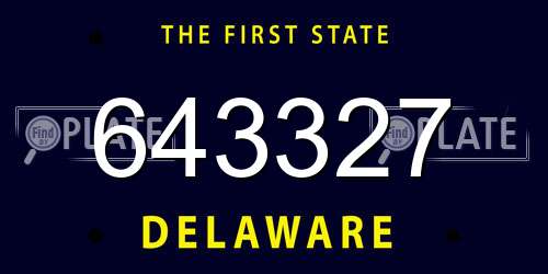 643327 Delaware License Plate