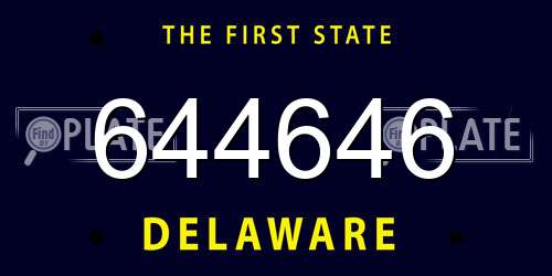 644646 Delaware License Plate