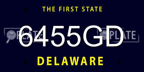 6455GD Delaware License Plate