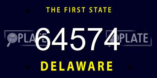 64574 Delaware License Plate