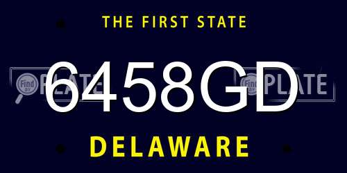 6458GD Delaware License Plate