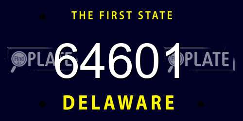 64601 Delaware License Plate
