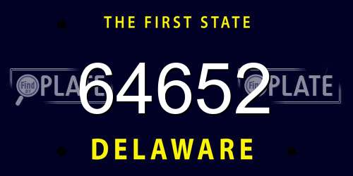 64652 Delaware License Plate