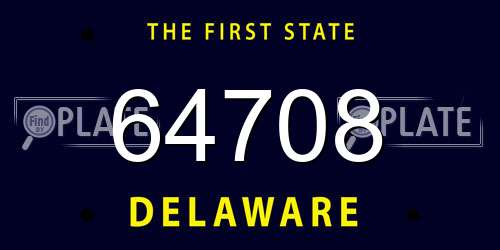 64708 Delaware License Plate