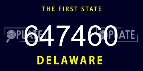 647460 Delaware License Plate