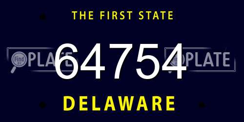 64754 Delaware License Plate