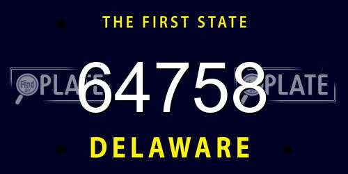 64758 Delaware License Plate