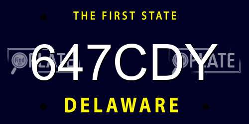 647CDY Delaware License Plate