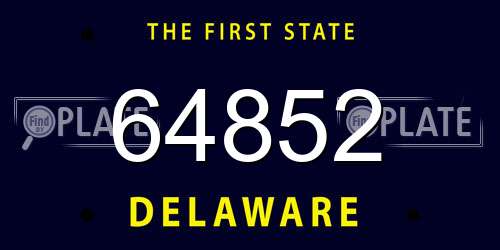 64852 Delaware License Plate