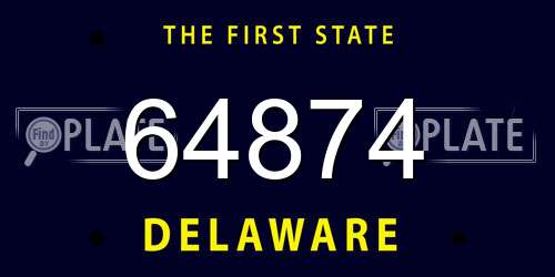 64874 Delaware License Plate
